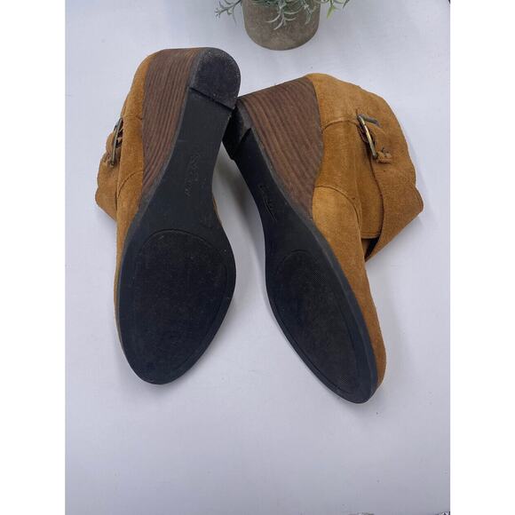 Lucky Brand Sumarah Ankle Booties Brown Suede 3" Wedge Heel Shoe Boot sz 10 - Picture 10 of 10